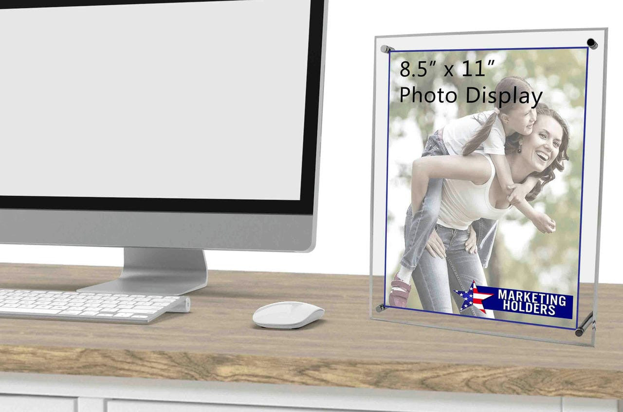 8.5"W x 11"H Slanted Print Sign Holder Display with Kick Stands