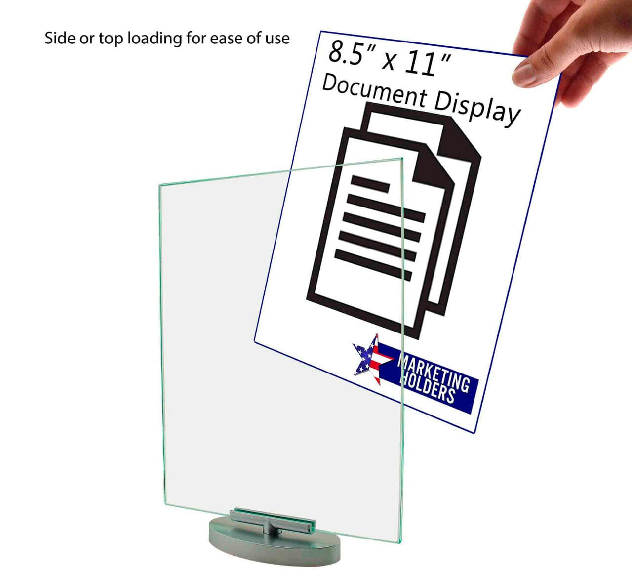 8.5"W x 11"H Rotating Sign Holder Green Edge with Swivel Base