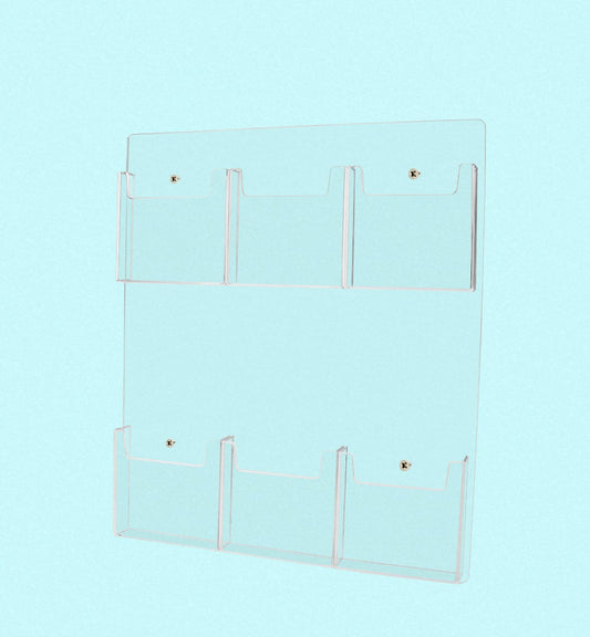Wall 6 Pocket Brochure Holder for 4"W Trifold Literature