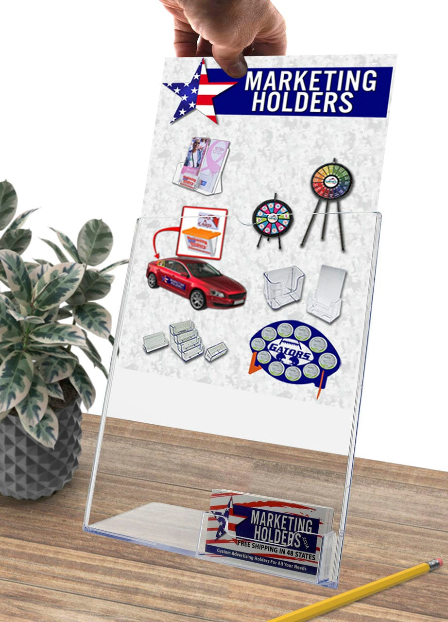 8.5"W x 11"H Slant Back Sign Holder with Gift Card Pocket