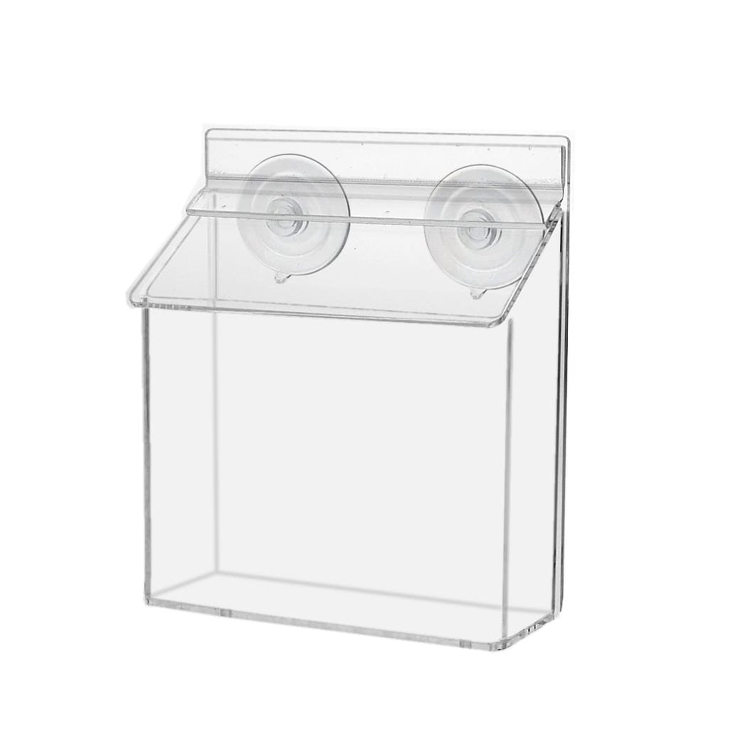 outdoor brochure holder with suction cups and a take one sticker