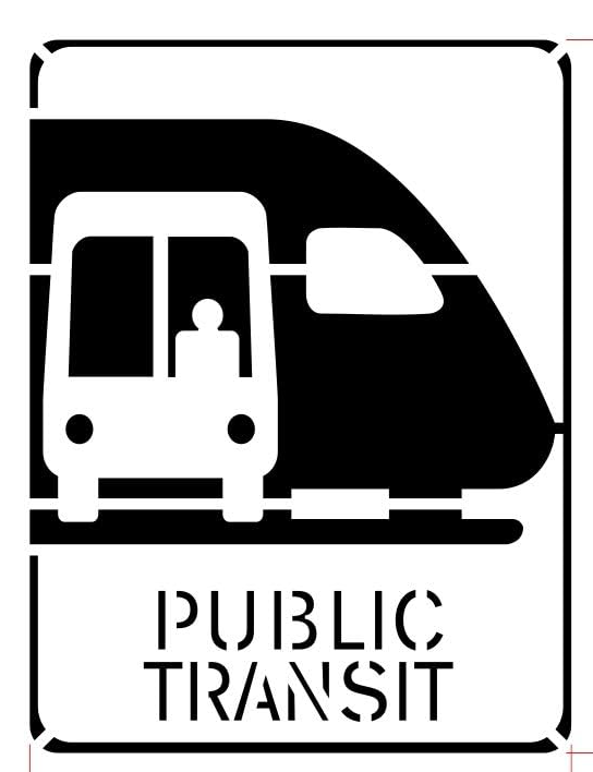 PUBLIC TRANSIT Stencil for Parking Lot and Blacktop Marking