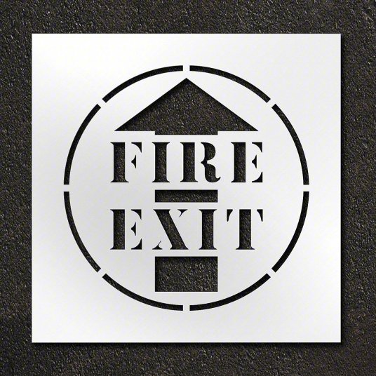 FIRE EXIT Stencil with Arrow for Walls Ceilings and Floors