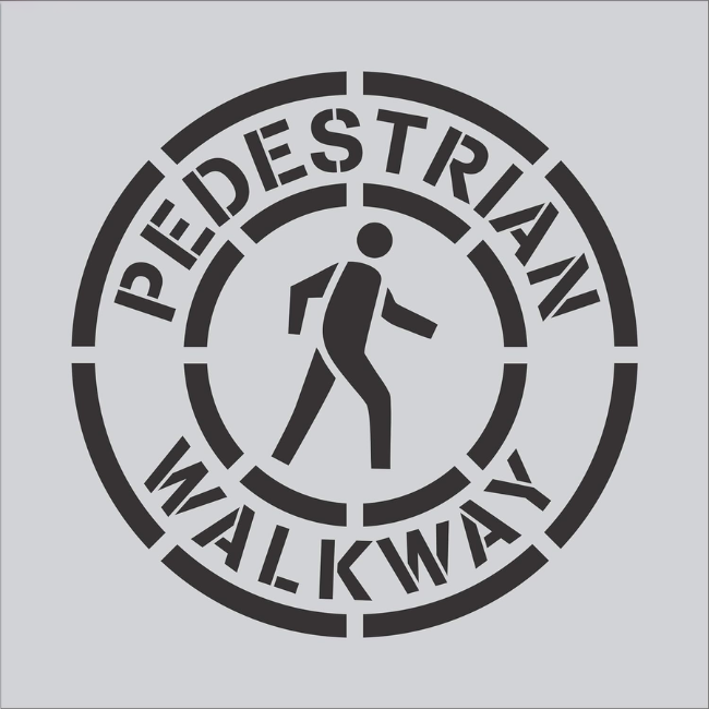 PEDESTRIAN WALKWAY Circular Symbol Stencil