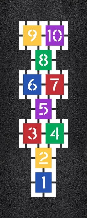 Hopscotch Stencil for Gymnasiums and Outdoor Play Areas