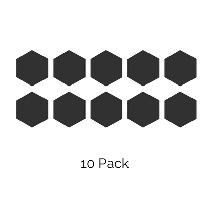 Black Acrylic Hexagon Tiles 10 Pack 0.118" Thick