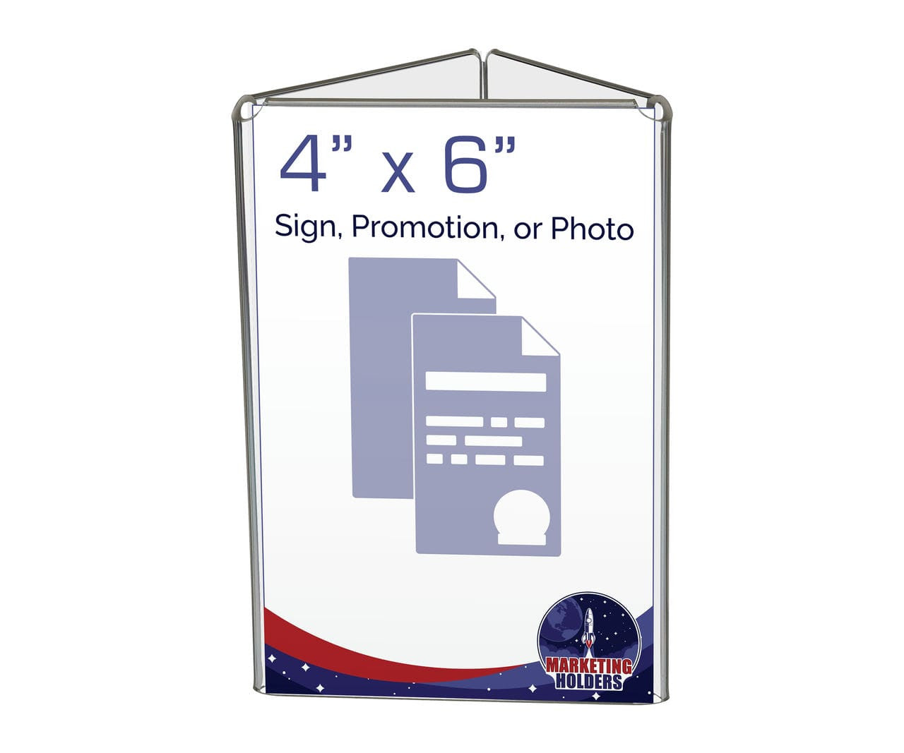 4"W x 6"H 3 Sided Sign Holder Table Tent Display