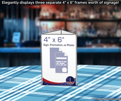 4"W x 6"H 3 Sided Sign Holder Table Tent Display