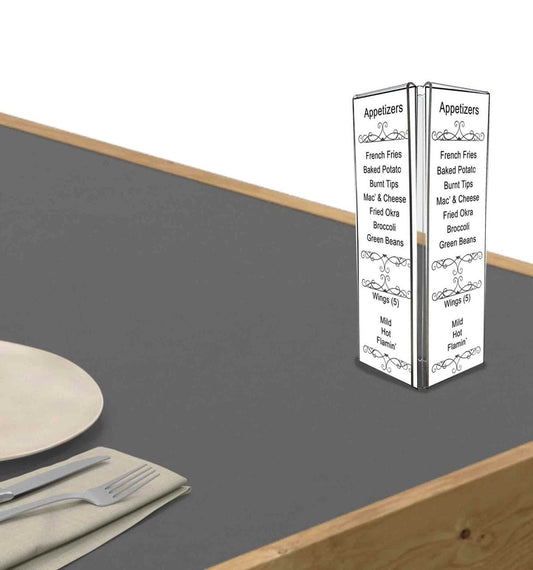 4"W x 9"H 3 Sided Sign Holder Table Tent Display