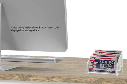 Three Tier Gift  Business Card Holder On Desk With Text