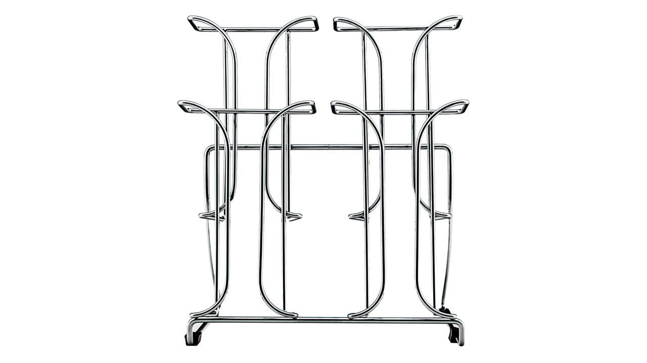 4.25"W Chrome Wire Trifold Brochure 4 Pocket Tiered Display Stand