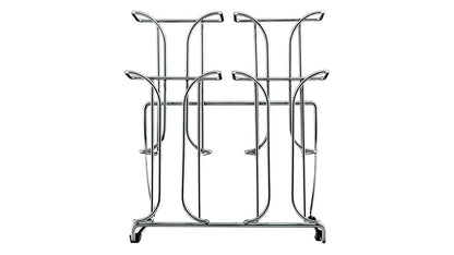 4.25"W Chrome Wire Trifold Brochure 4 Pocket Tiered Display Stand