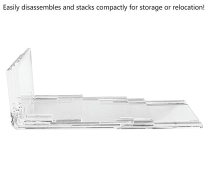 Easily disassembles and stacks compactly for storage or relocation