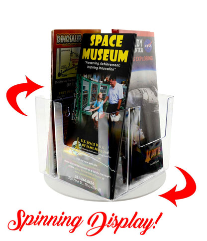 Spinning Brochure Holder with 4 Pockets for 4"W Trifolds