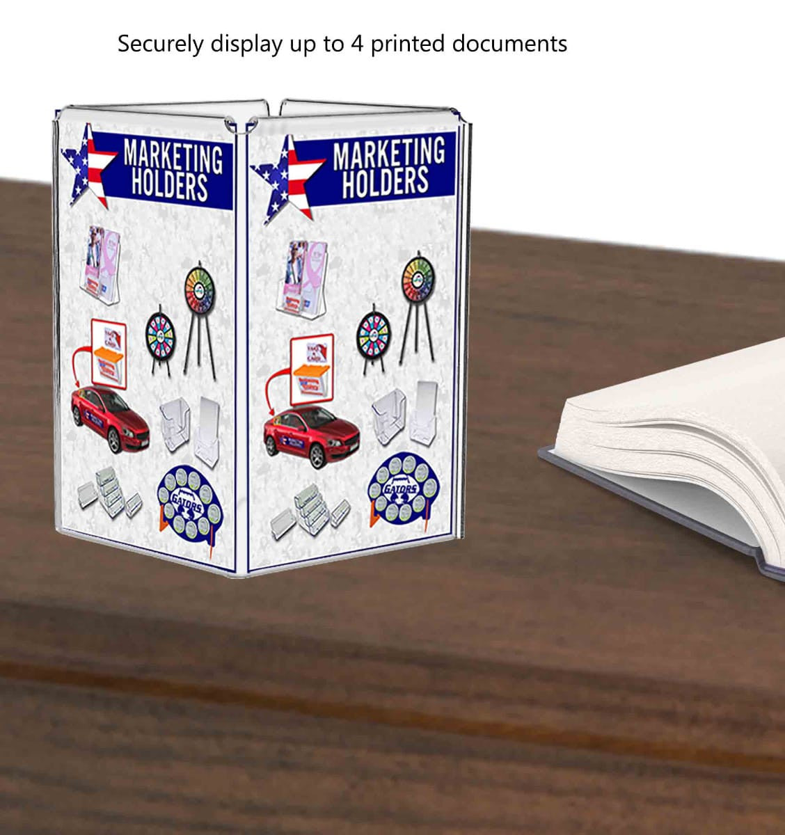 Securely display up to Four printed documents