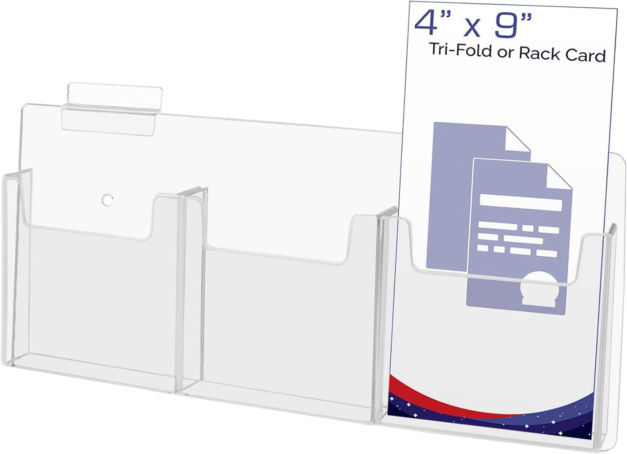 Slatwall 4"W Trifold Brochure Holder 3 Pocket Display