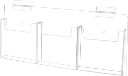 Slatwall 4"W Trifold Brochure Holder 3 Pocket Display