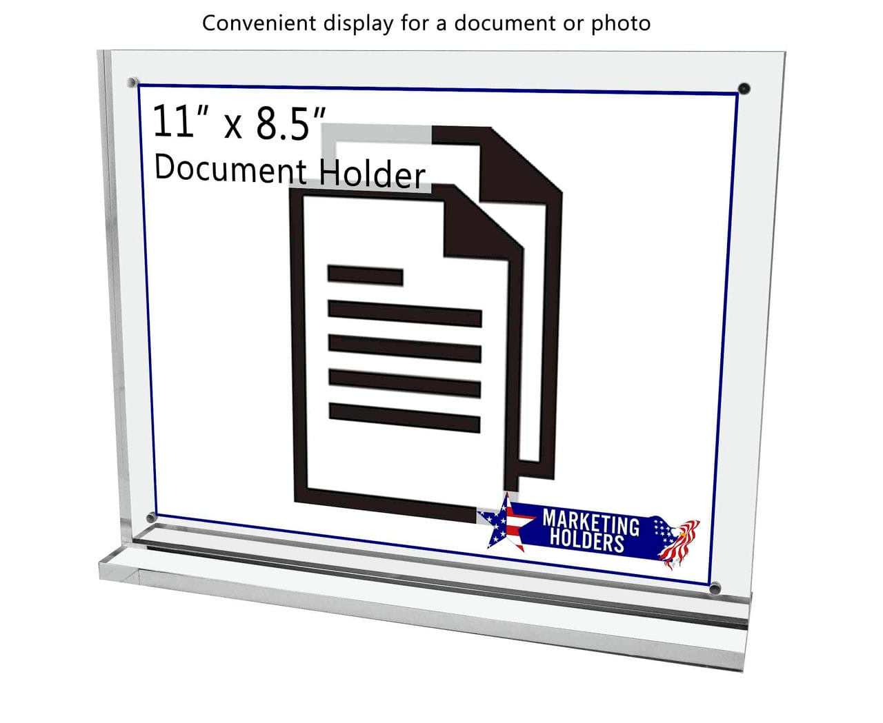 11"W x 8.5"H Sign Display with Base Photo Holder Thick Acrylic