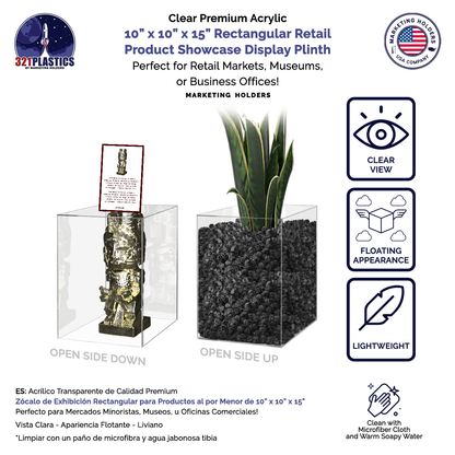 10" x 10" x 15" Tall Clear Acrylic Retail Display Box