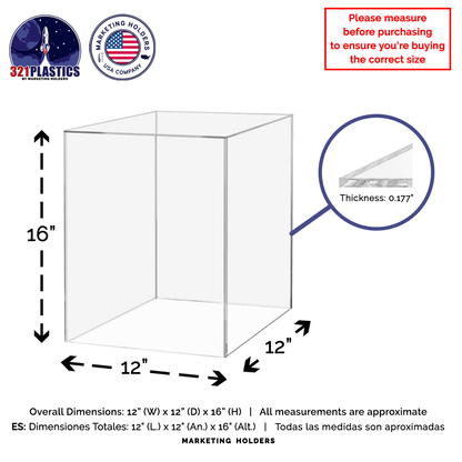 12" x 12" x 16" Acrylic Retail Display Box