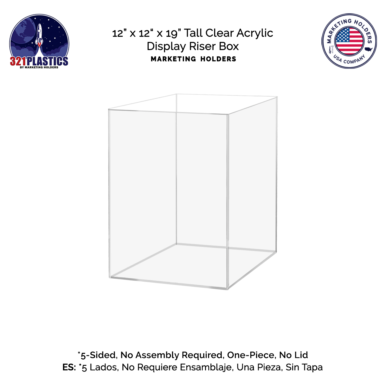 12" x 12" x 19" Retail Display Box Tall Acrylic