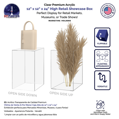 12" x 12" x 24" Acrylic Retail Display Box