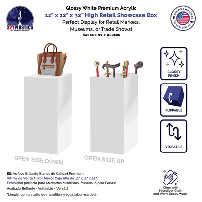 12" x 12" x 32" Tall Acrylic Retail Display Box