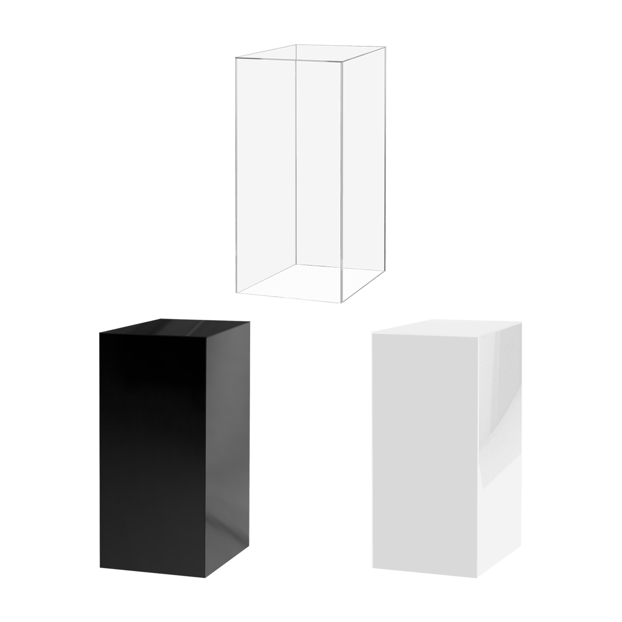 Clear Black and White Display Pedestals