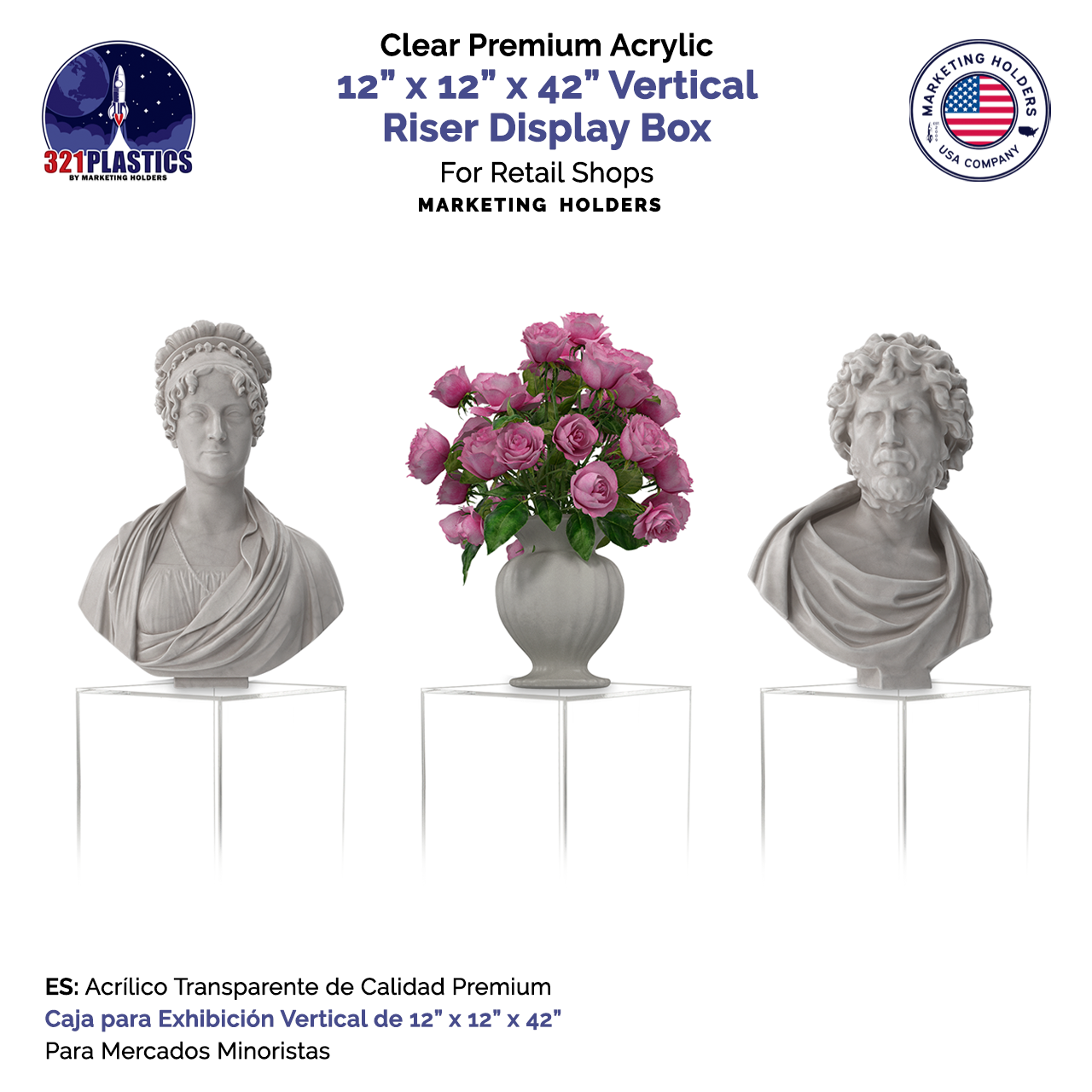 12" x 12" x 42" Tall Acrylic Retail Display Box