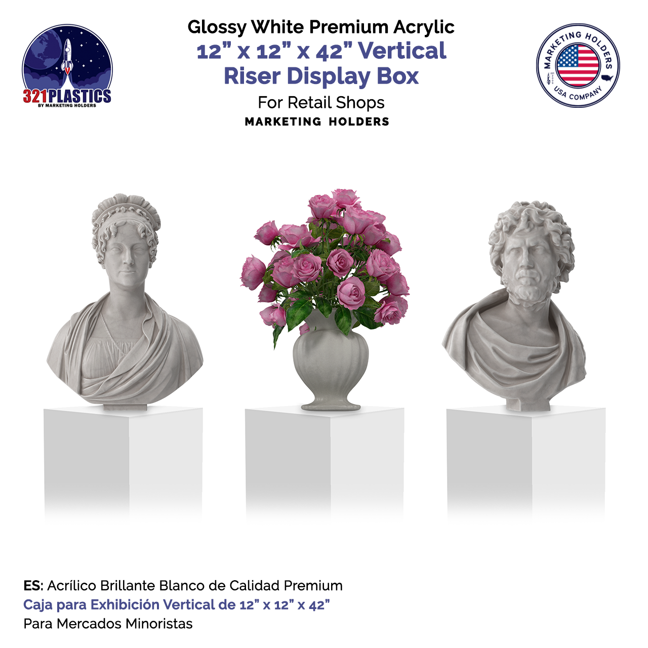 12" x 12" x 42" Tall Acrylic Retail Display Box