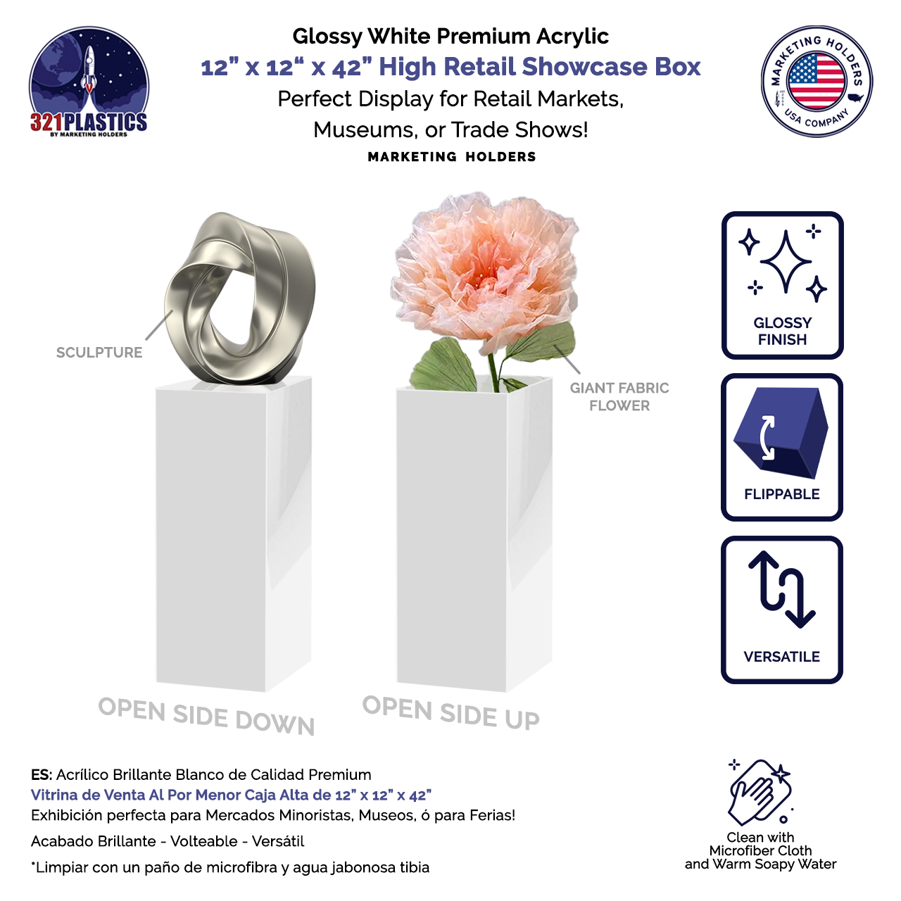 12" x 12" x 42" Tall Acrylic Retail Display Box