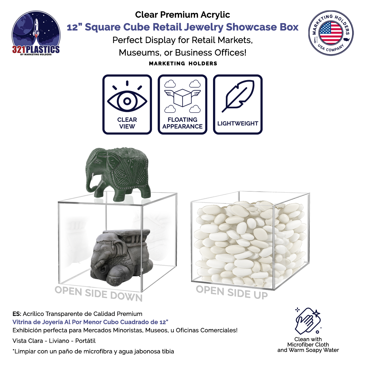 12" Square Acrylic Retail Display Box