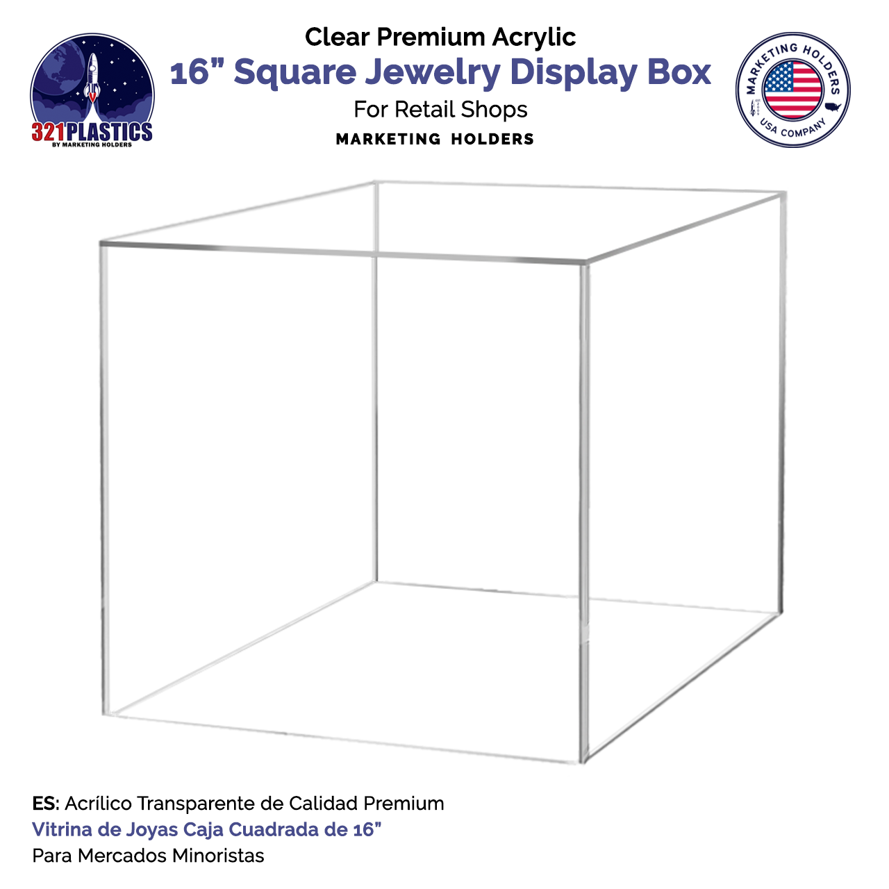 16" Square Clear Acrylic Retail Display Box