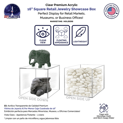 16" Square Clear Acrylic Retail Display Box