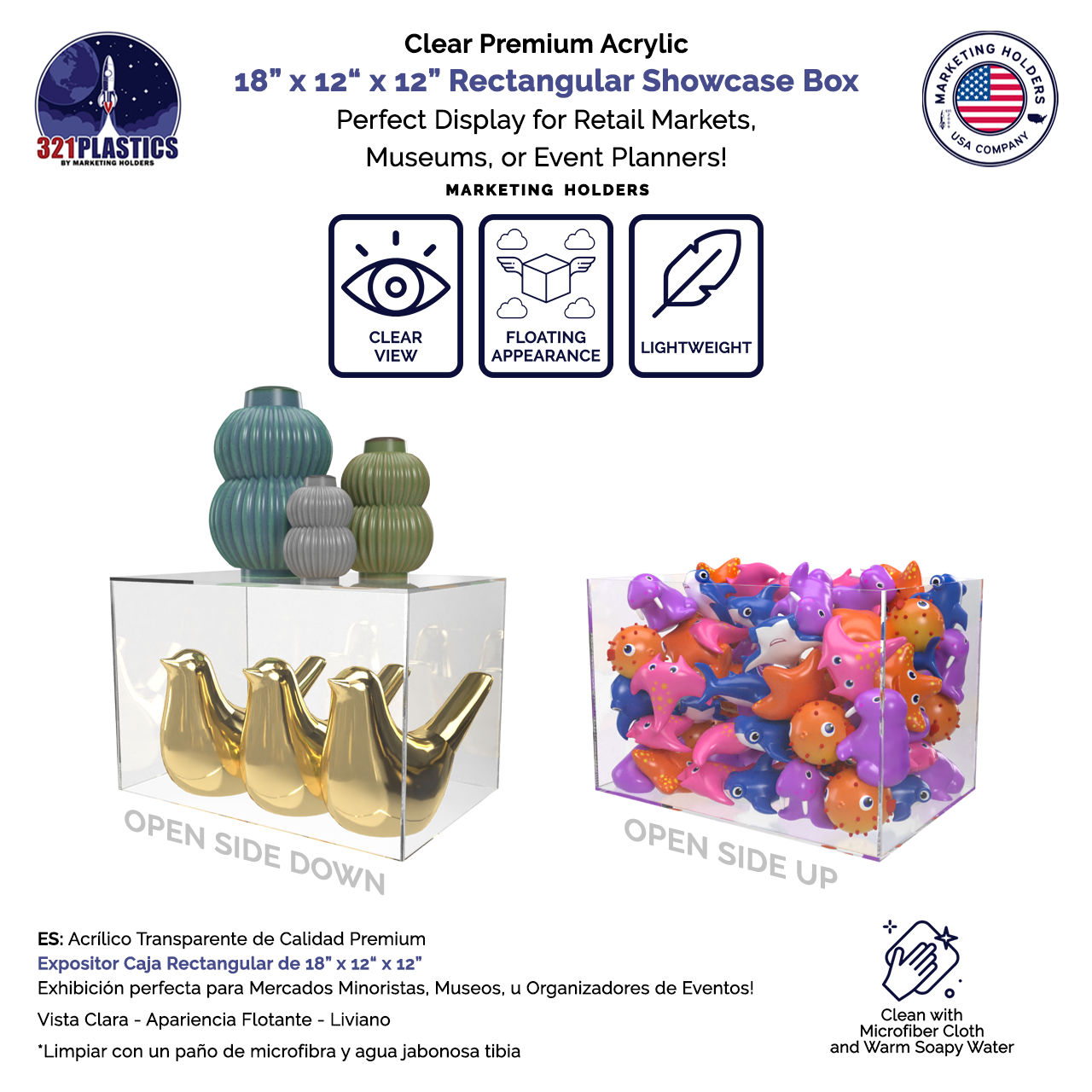 18" x 12" x 12" Clear Acrylic Retail Display Box