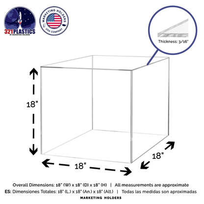 18" Square Clear Acrylic Retail Display Box