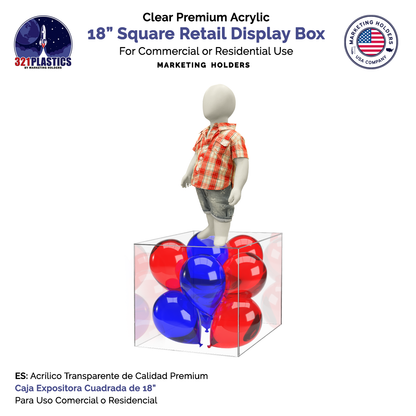 18" Square Clear Acrylic Retail Display Box