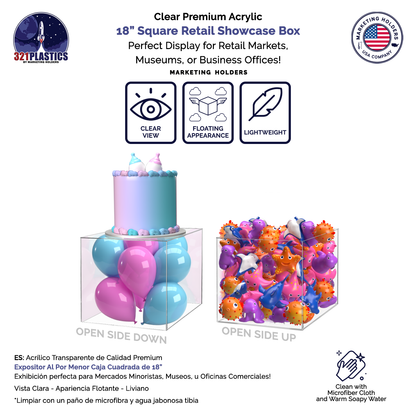 18" Square Clear Acrylic Retail Display Box