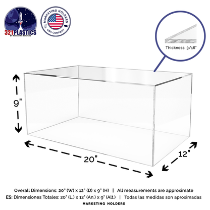 20" x 12" x 9" Clear Acrylic Rectangular Retail Display Box