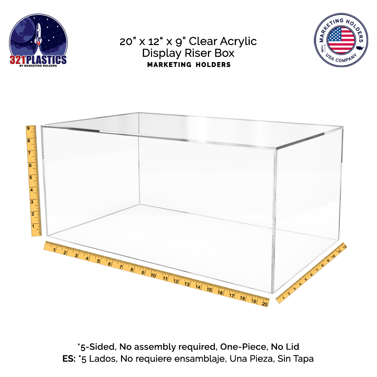 20" x 12" x 9" Clear Acrylic Rectangular Retail Display Box