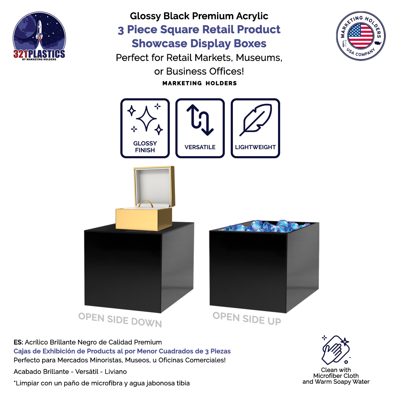 Retail Display Boxes 3 Piece Product Pedestals or Bins