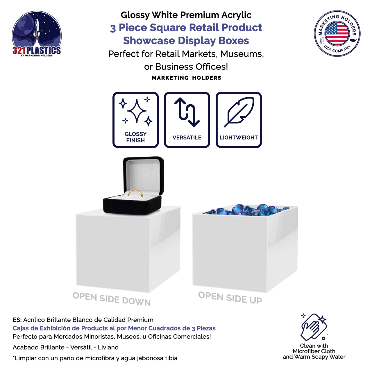 Retail Display Boxes 3 Piece Product Pedestals or Bins
