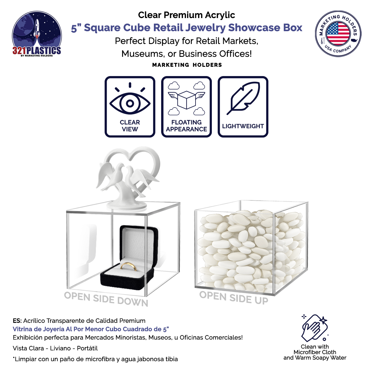 5" Square Acrylic Retail Display Box