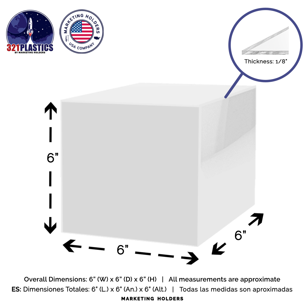6" Square Acrylic Retail Display Box