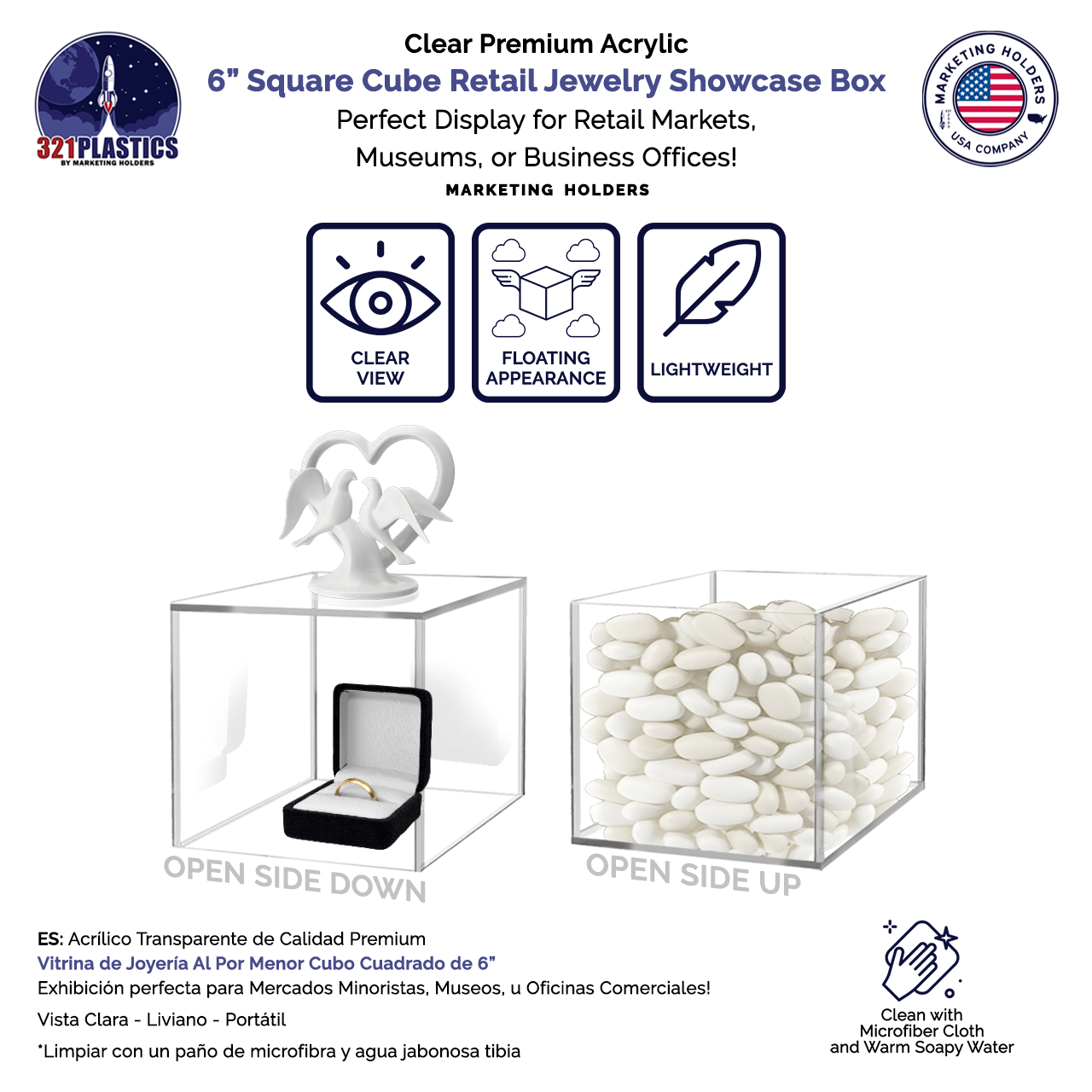 6" Square Acrylic Retail Display Box