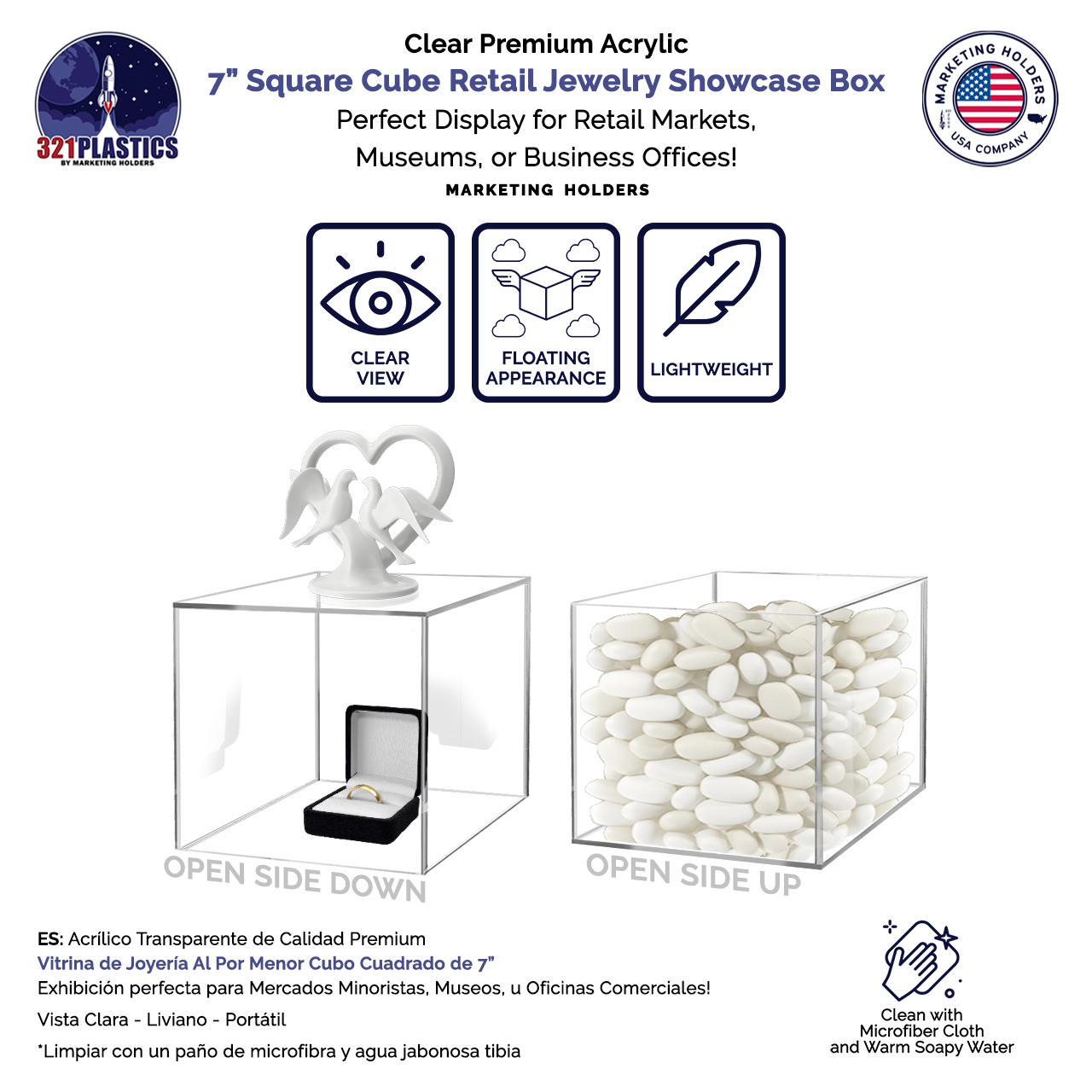 7" Square Acrylic Retail Display Box