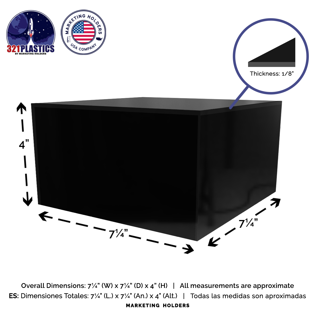 7" x 4" Square Acrylic Display Box