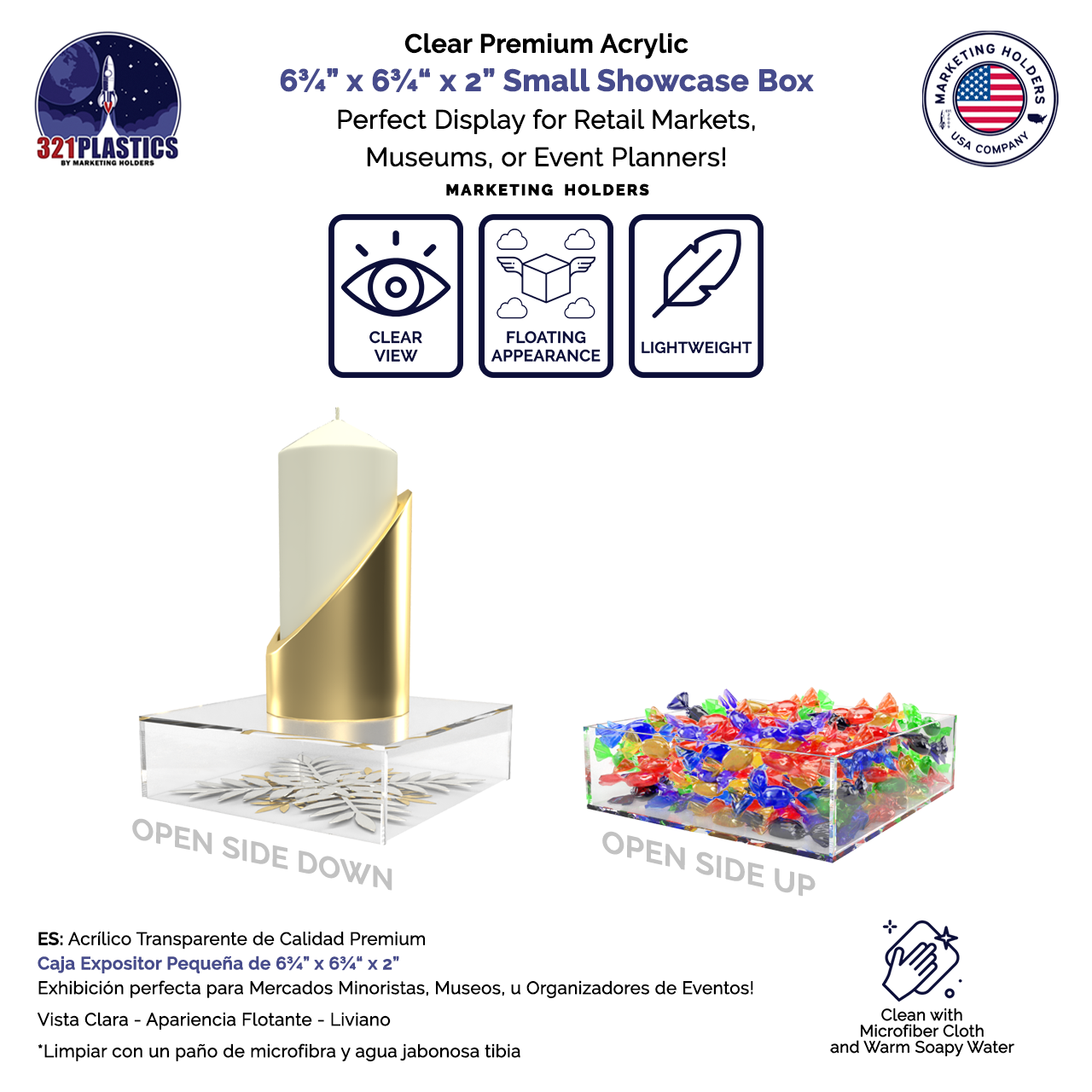 6.75" x 6.75" x 2" Acrylic Retail Display Box
