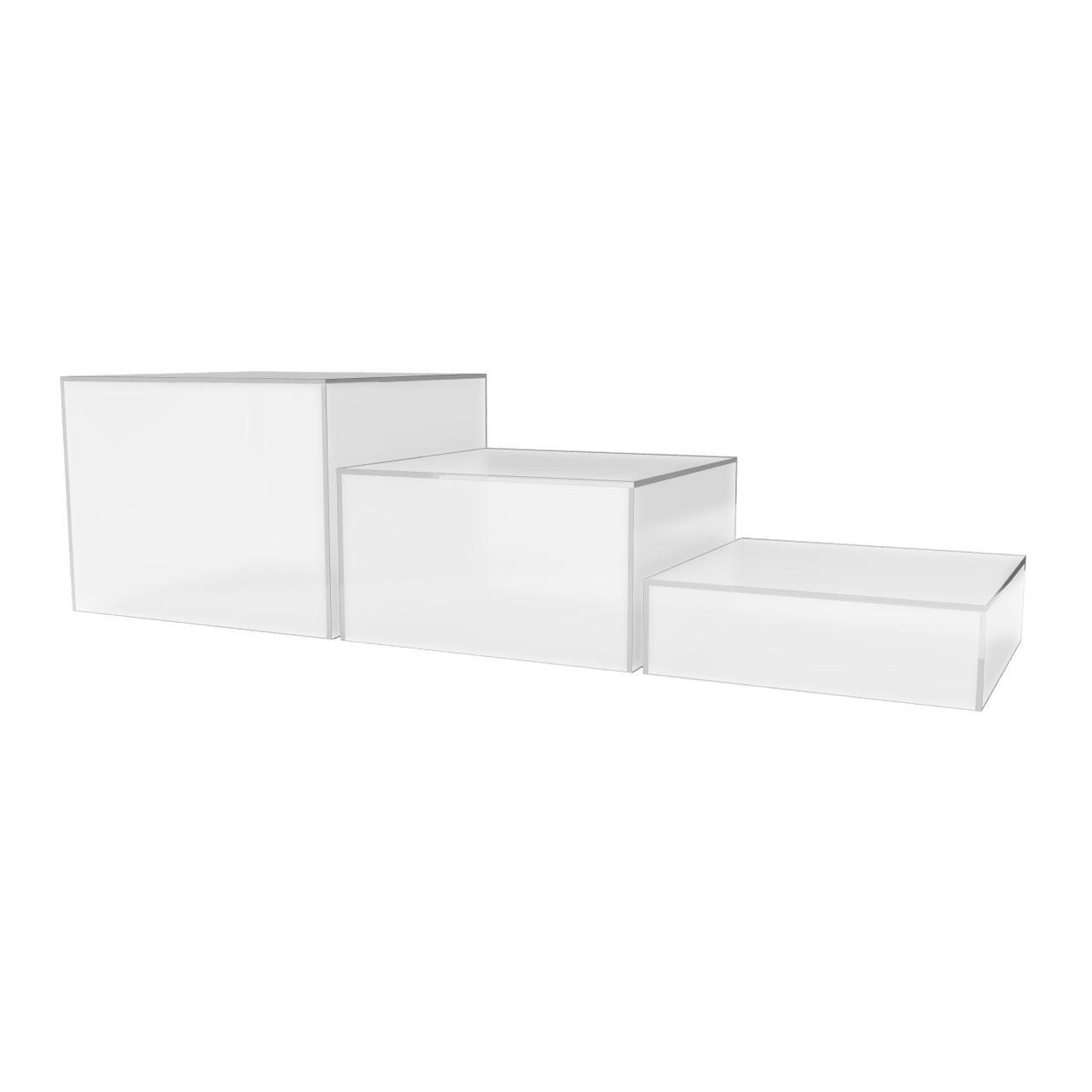 Nesting Display Boxes 3 Piece Retail Product Bin 5 Sided Cube