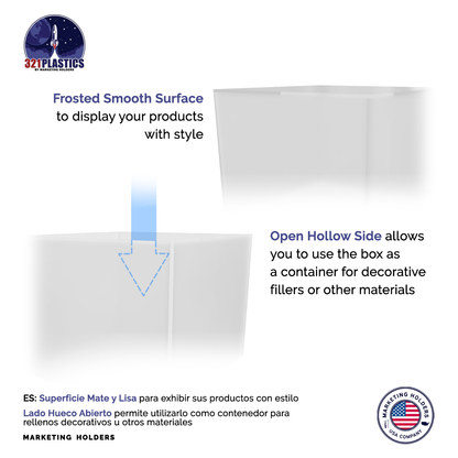 Nesting Display Boxes 3 Piece Retail Product Bin 5 Sided Cube